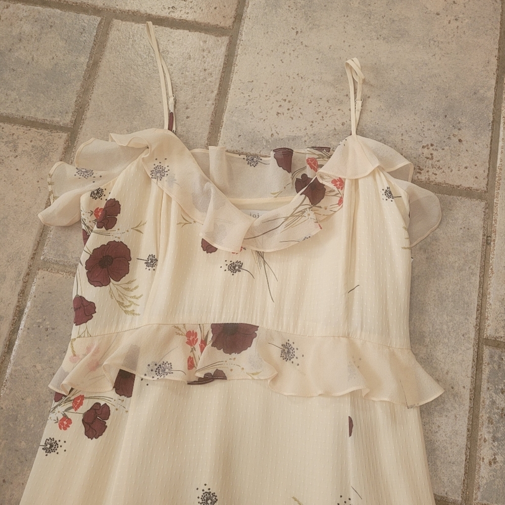 Joie Cassiel Floral Ruffle Maxi Dress Sz  Silk Sz 4 Boho Wedding Guest - Picture 7 of 13